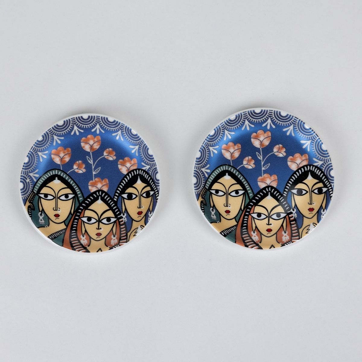 Indigo Sisters Mug & Coaster Set – 2 Mugs + 2 Coasters | 24 Carat Gold Rim