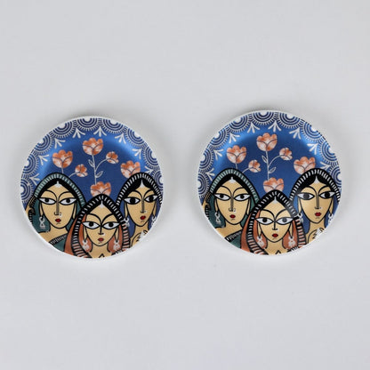 Indigo Sisters Mug & Coaster Set – 2 Mugs + 2 Coasters | 24 Carat Gold Rim