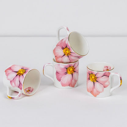 Magnolia Bloom – Floral in Sea Green Tea Service Set – 6 Tea Cups & 1 Kettle | 7-Piece Set