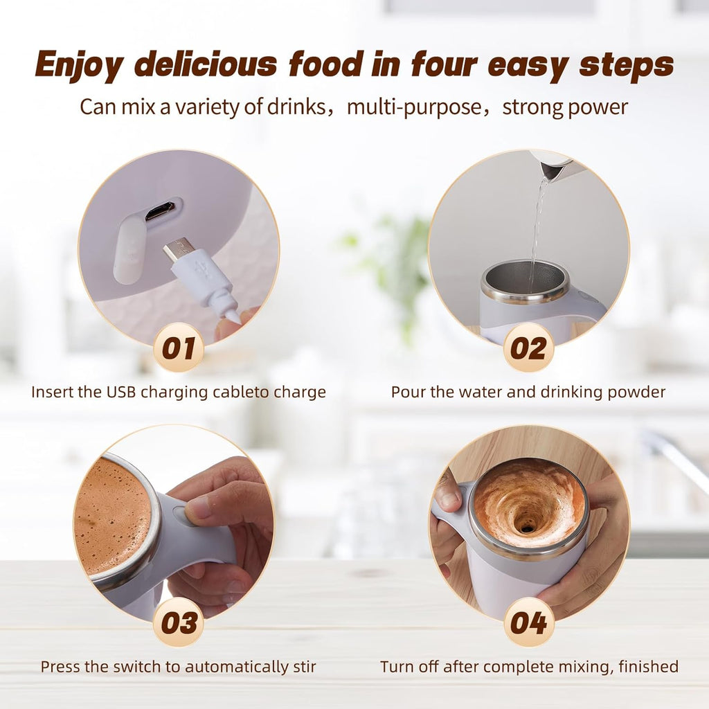 Final 3 Hours 60% OFF!☕Self-Stirring Coffee Mug with Magnetic Mixer – 380ml Rechargeable