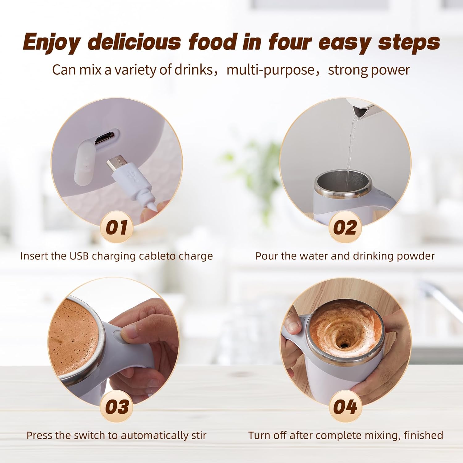 Final 3 Hours 60% OFF!☕Self-Stirring Coffee Mug with Magnetic Mixer – 380ml Rechargeable