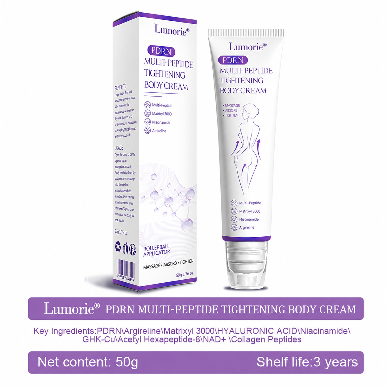 𝐋𝐮𝐦𝐨𝐫𝐢𝐞® PDRN🦘 Multi-Peptide Massaging Body Roller Cream- Anti-aging, Hydrating, Skin Firming & Lifting, Skin Repair, Even Tone, Acne and Dark Spot Treatment, Wart and Mole Removal, and Psoriasis Relief.